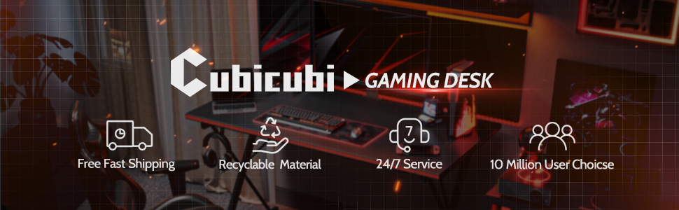 Ігровий стіл CubiCubi 80 x 50 см з підвішуванням для навушників, карбоновим покриттям та металевим каркасом