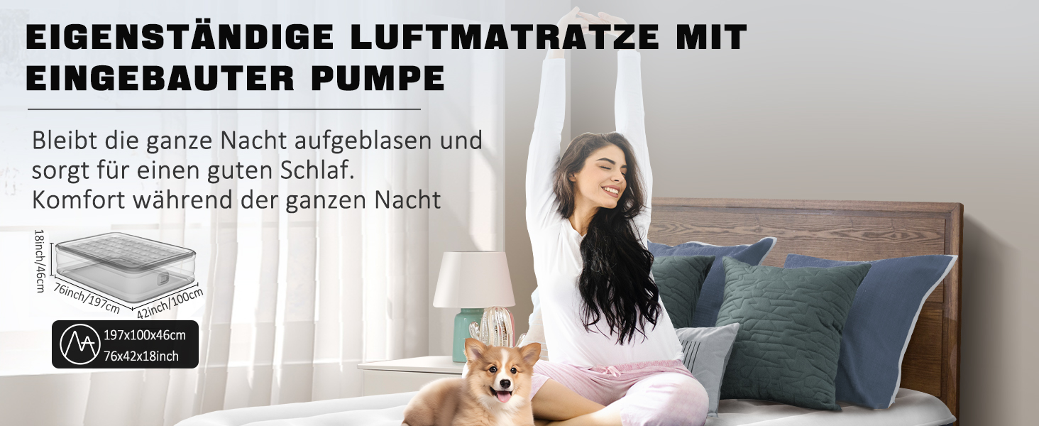 Надувний матрац NALONE для 2 осіб з самонадуваємою системою та вбудованим насосом, для кемпінгу та дому (Twin XL)