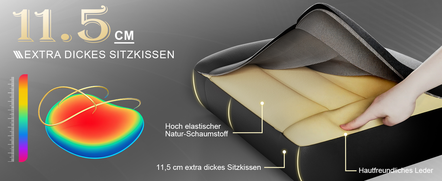 Ігровий стілець, офісний стілець з підставкою для ніг, ергономічний стілець, регульована спинка 90-135°, вантажопідйомність 150 кг, чорний