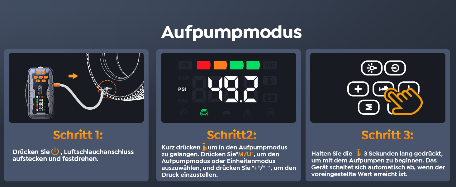 Powerbank 16 в 1 з компресором 160PSI, 27000mAh для авто: старт, світло, інструменти