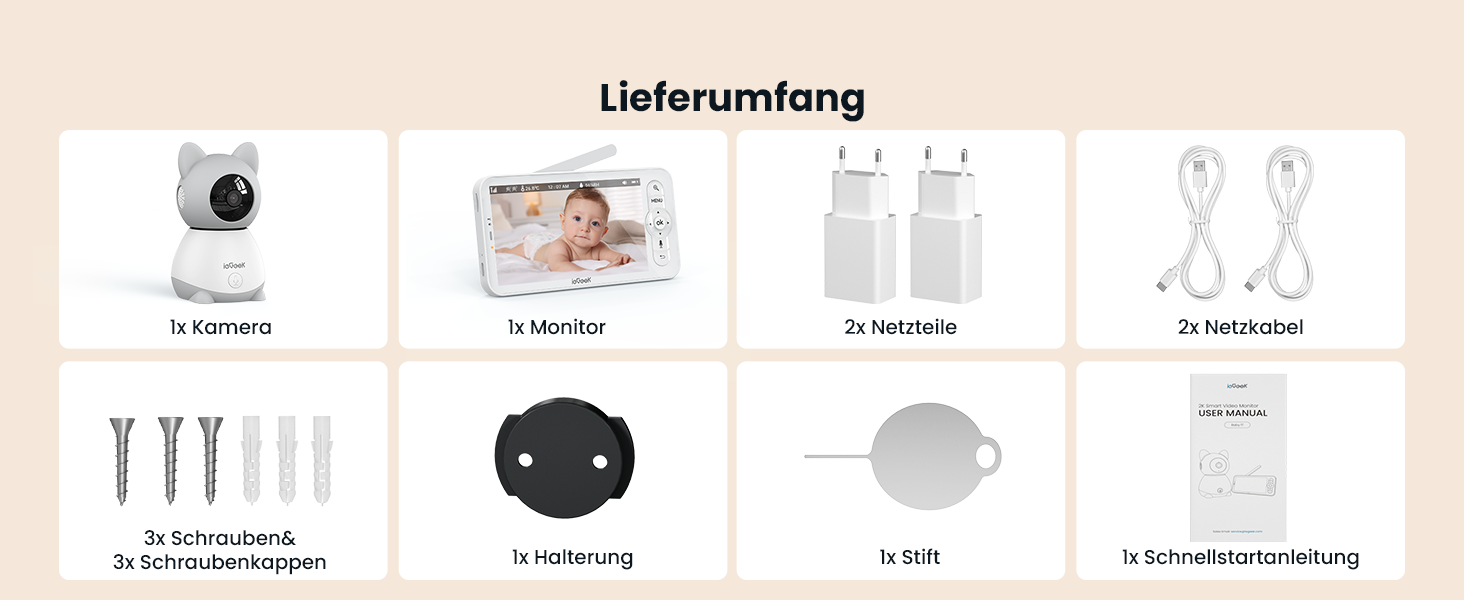 Відеоняня ieGeek 2K з камерою та нічним баченням, 5