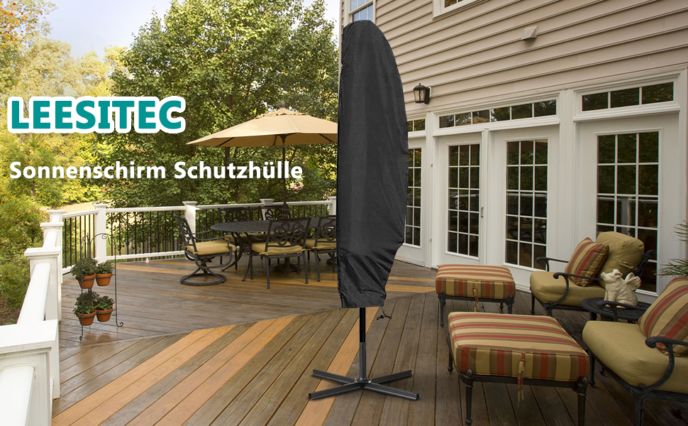 Чохол для парасольки великої, до 4 м, чорний (280 x 40/80/50 см) - захист від сонця, вітру та снігу