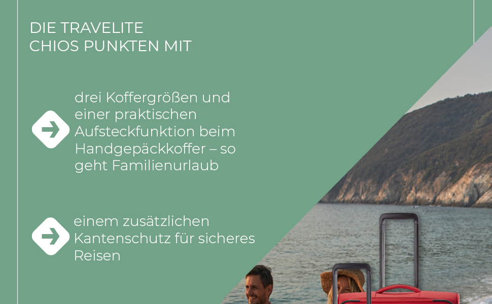 Набір валіз Travelite Chios: L/M/S, м'яка оболонка, ручна поклажа, червоний колір