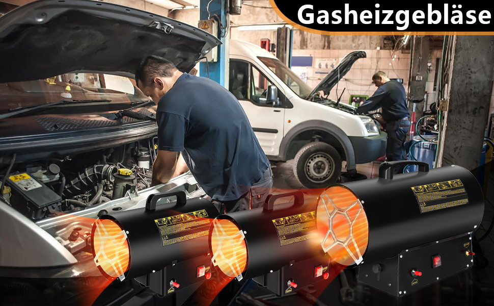 Газовий нагрівач для приміщень Ikodm 10kW 220V: газовий нагрівач, газовий обігрівач, газовий нагрівач-вентилятор, пропановий нагрівач, 320 м³/год, з газовим шлангом 1,2м та редуктором 700 мбар