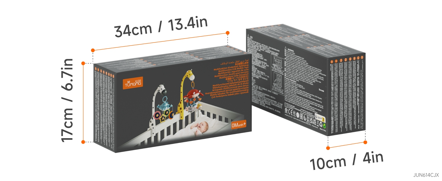 Мобіль для ліжечка TUMAMA Mobile Baby з музикою та світлом, обертається та знімається, музична іграшка для ліжечка для дітей 0-12 місяців, змінює колір