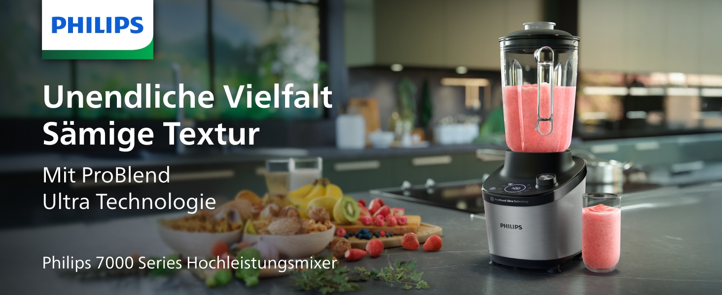 Блендер Philips Series 7000 ProBlend Ultra 1500 Вт, 2 л, для смузі та супів, керований додатком HomeID, HR3760/10