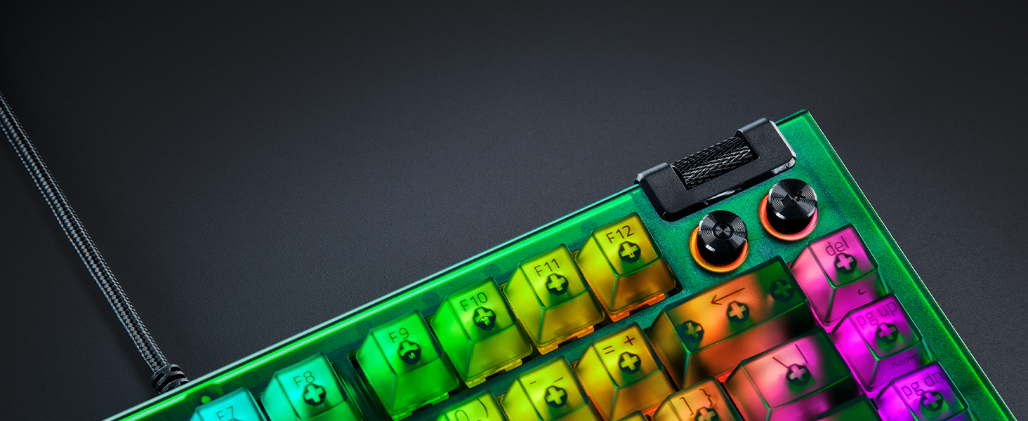 Механічна ігрова клавіатура Razer BlackWidow V4 75% з RGB підсвічуванням та Hot-swap - Оранжеві тактильні перемикачі, US Layout, Phantom Green Edition