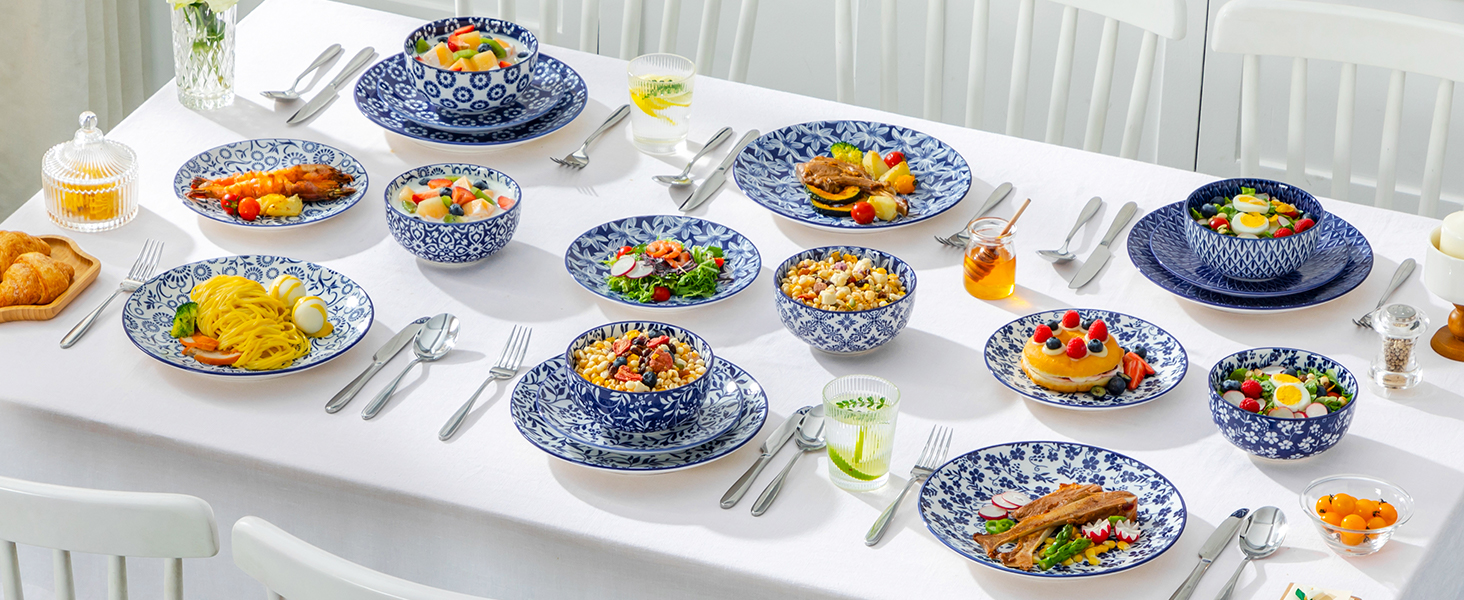 Набір кавових чашок Vancasso Selene, 6 шт., 360 мл, порцеляна, блакитно-білий вінтажний дизайн