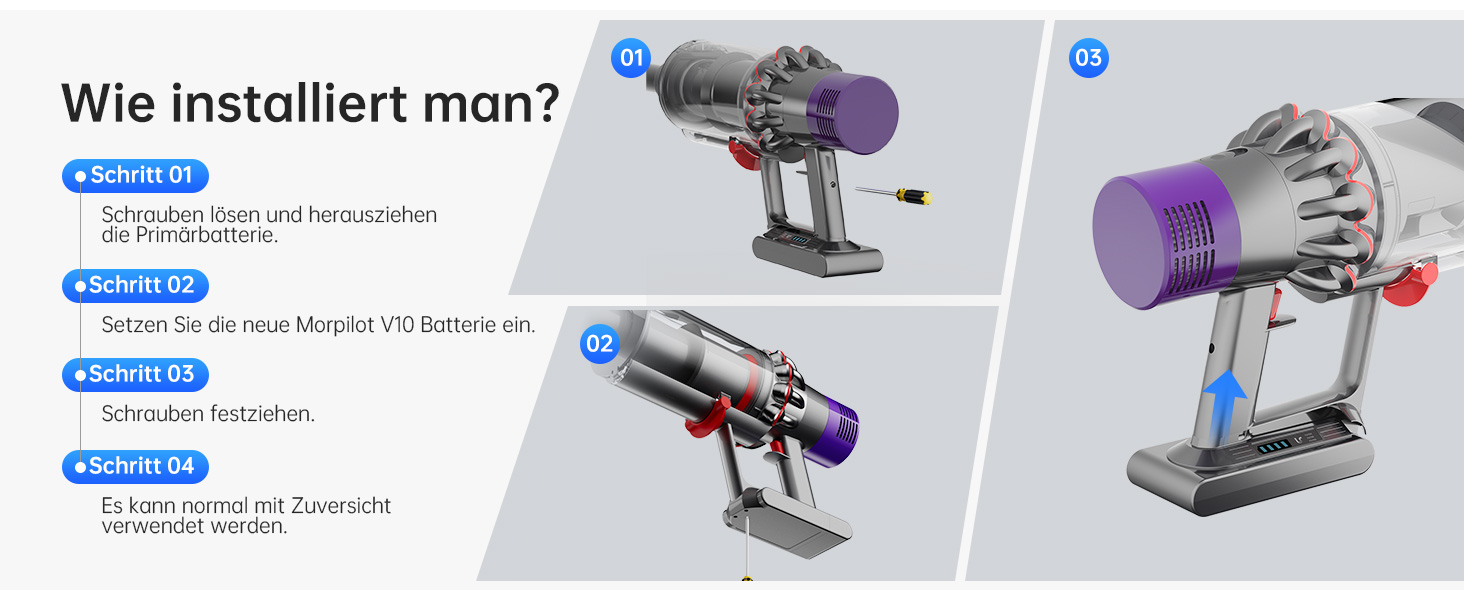 Акумулятор Morpilot V7 8000mAh для пилососа Dyson V7 SV11 Animal, Motorhead, Pro, Trigger, Fluffy + 3 фільтри