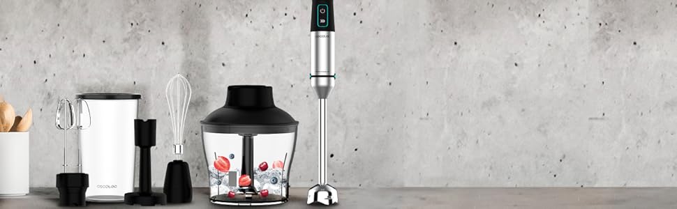 Блендер Cecotec Stabmixer Power TitanBlack 1500 XL Cream - 1500 Вт, технологія CrossBlades, чорне титанове покриття, XL-фут, захист від бризок, 2 аксесуари