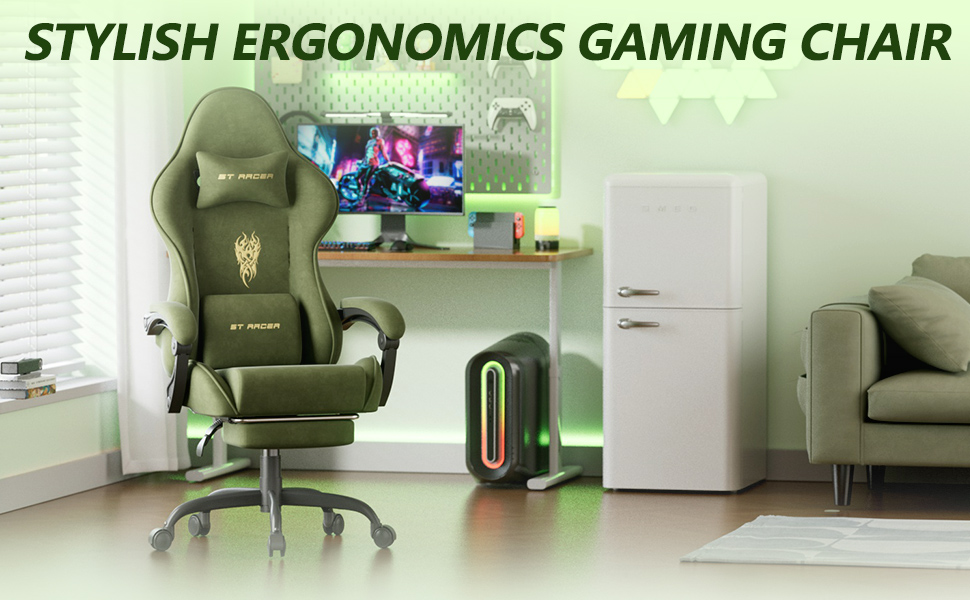 Ігровий крісло Ferghana Ergonomisch: комфорт та підтримка для геймерів, зелений колір
