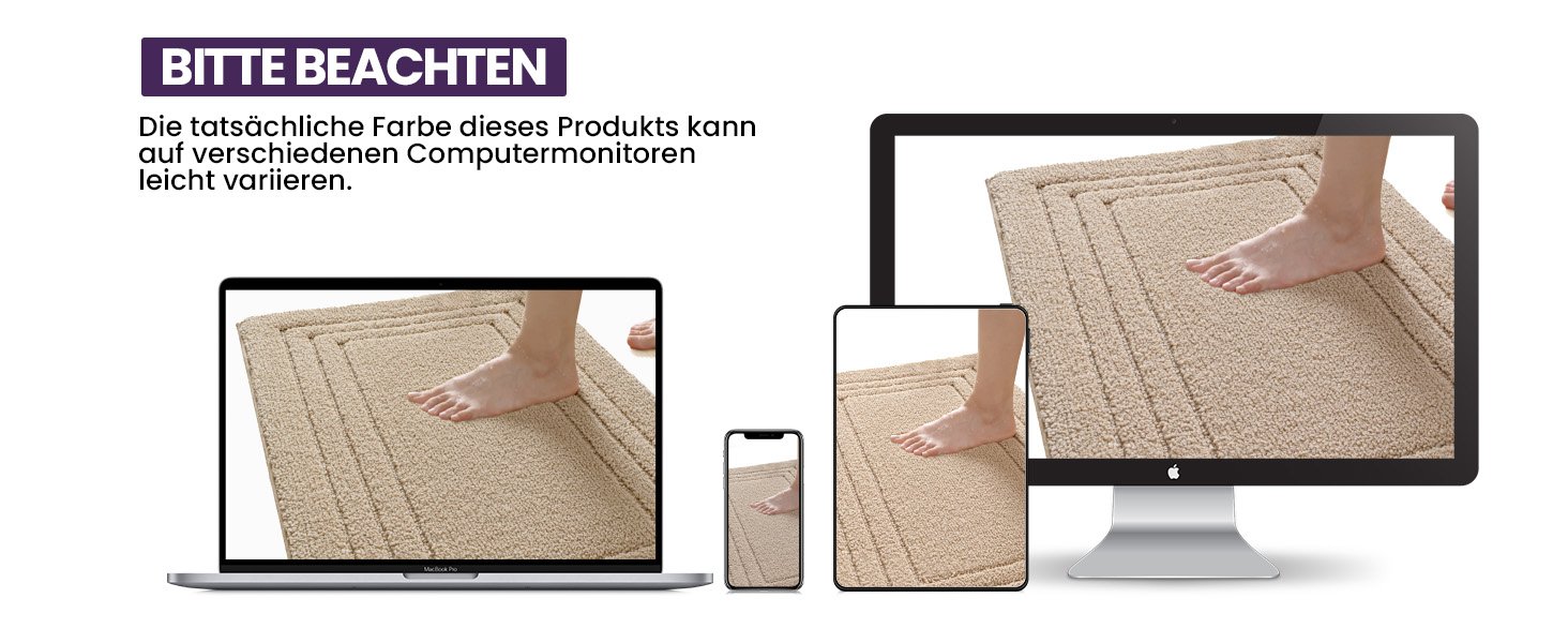 Килимок для ванної кімнати DEXI, м'який, нековзний, пральний, 50 x 80 см, бежевий