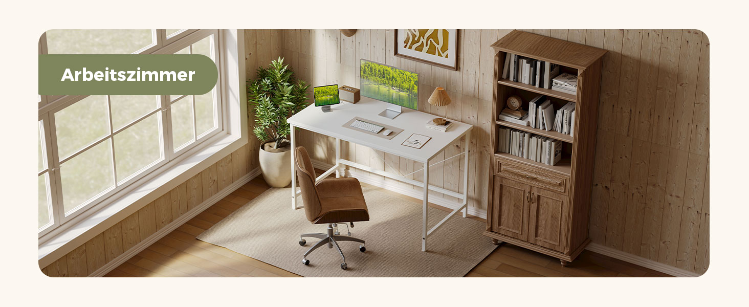 Комп'ютерний стіл Mericonia 120 см, ігровий стіл для невеликих приміщень, білий стіл для дому та офісу, стіл для студентів