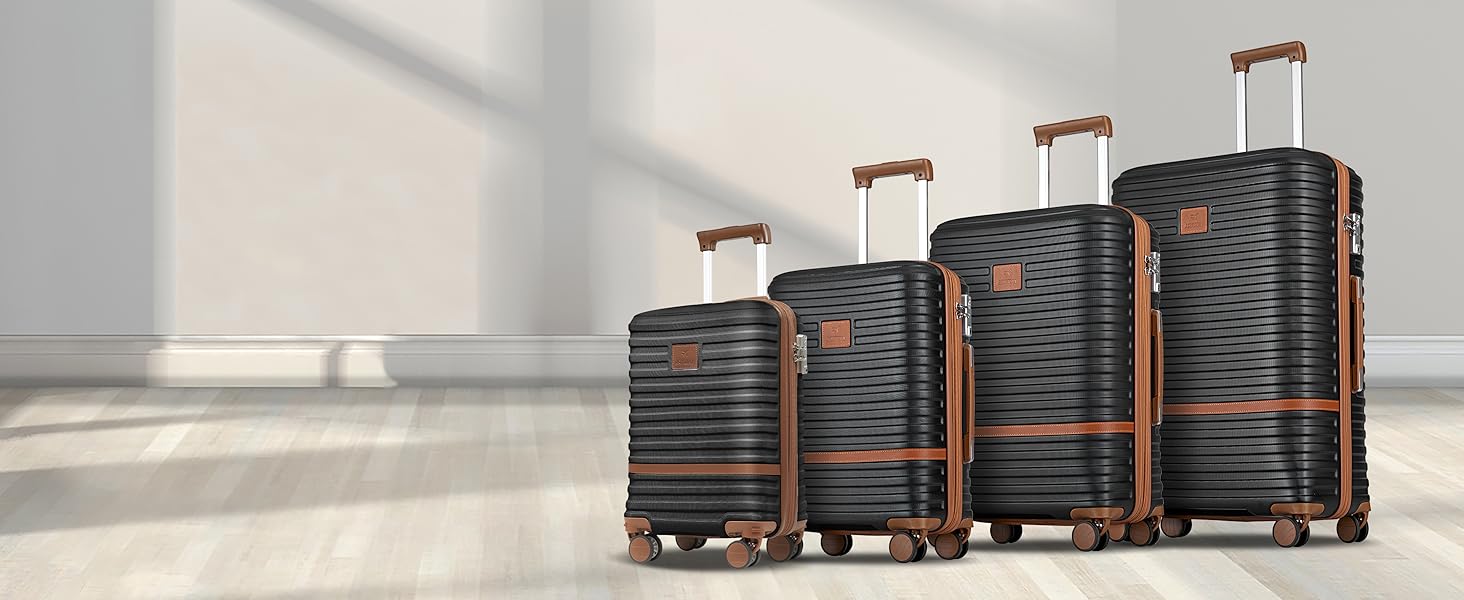 Набір дорожніх валіз Joyway 6 предметів, жорсткий корпус, з косметичкою, 4 колесами та TSA-замком, білий колір