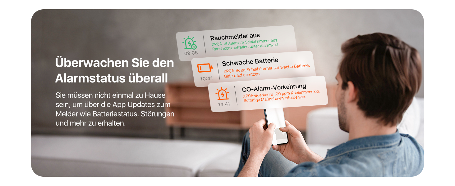 X-Sense XP0A-iR: Детектор диму та CO з голосовим оповіщенням та визначенням місця розташування, Wi-Fi, для 17 кімнат, сумісний з X-Sense Home Security App, набір 2 шт.