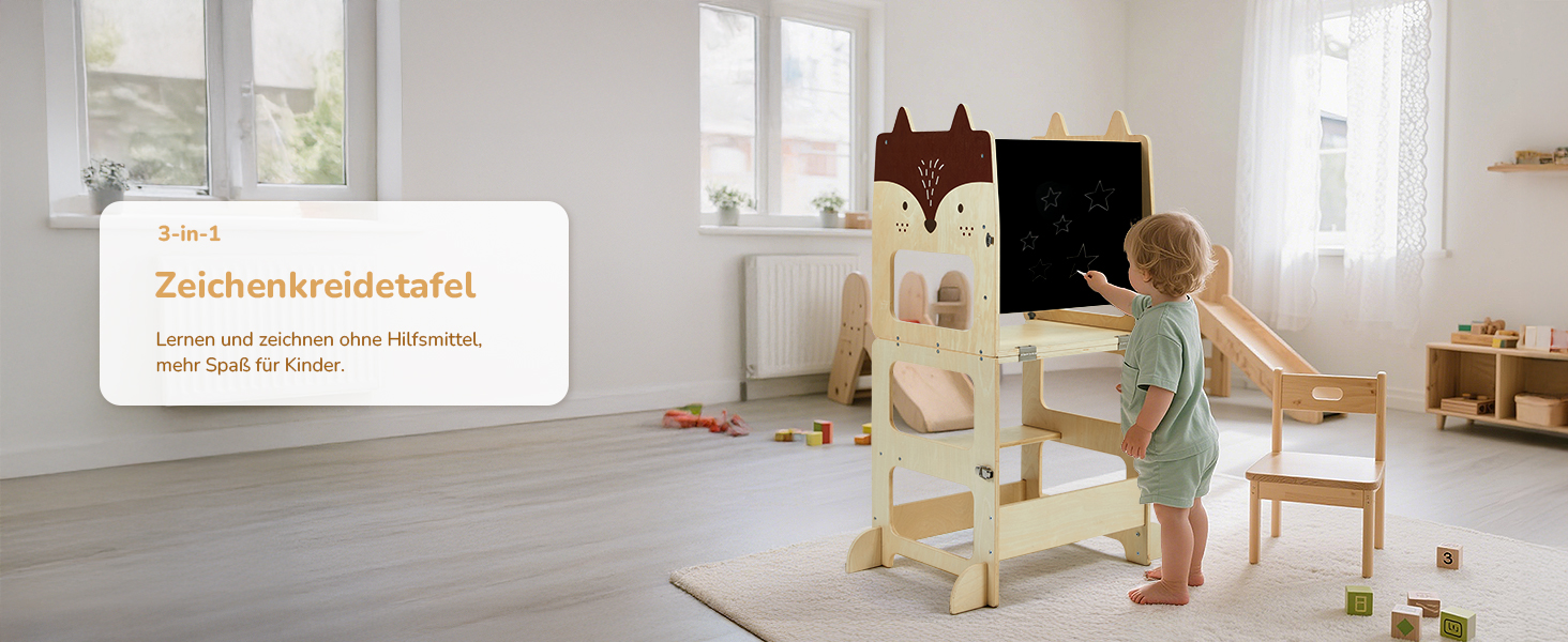 Стілець-лесенка для дітей Labebe Montessori, 3 в 1, з дошками для повідомлень, 92 x 38.5 x 42 см