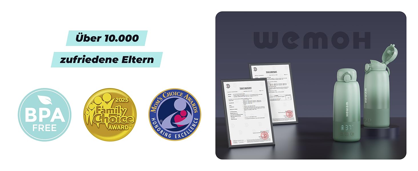 Портативний підігрівач для пляшечок Wemoh з самоочищенням, точним контролем температури, 450 мл та швидким нагрівом 100W для дитячого харчування та води