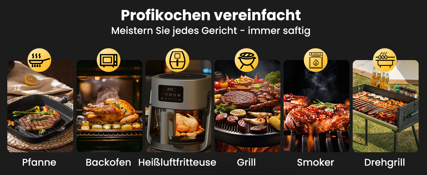 Бездротовий термометр для м'яса з Bluetooth, дальність до 240м, керування через додаток, до 24 години роботи, IP67, стійкий до миття в посудомийній машині та олії - для гриля, коптильні, ротатерія, духовки, фритюрниці