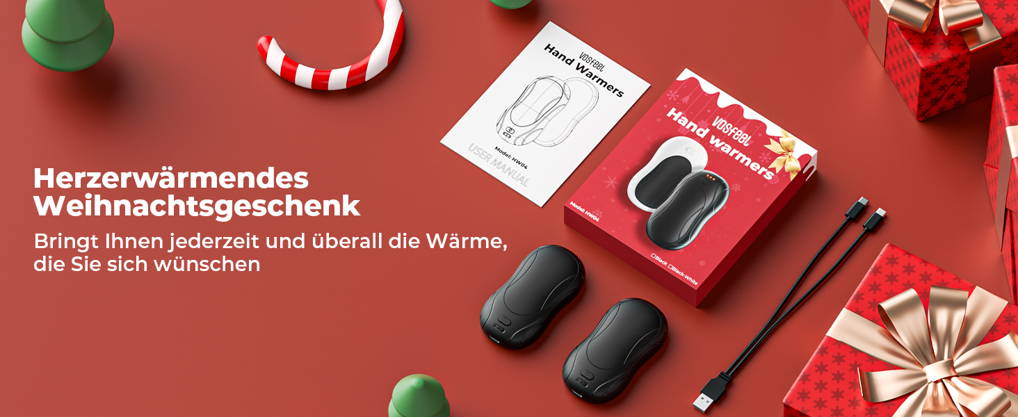 Електричні грілки для рук 2 шт. з магнітним кріпленням, 6000mAh, 3 режими нагріву, USB-зарядка, для кемпінгу, подорожей, офісу, чорний, 11.2*2.35*14 см