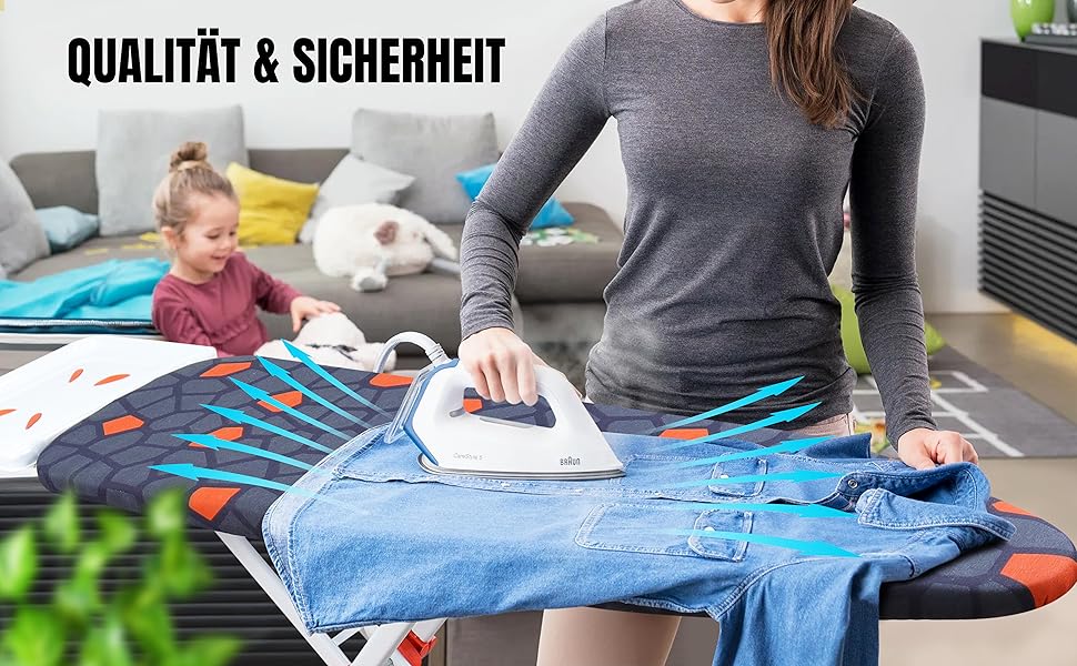 Прасувальна дошка DEVEÇİOĞLU 50-80см з чохлом 36x114см для парогенераторів, складна | Прасувальна дошка Mm480