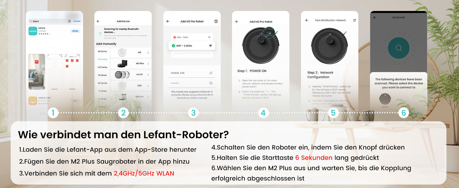 Робот-пилосос LEFANT M2 Plus з картографією, лазерною навігацією, 6000Pa, WiFi/App/Alexa, чорний