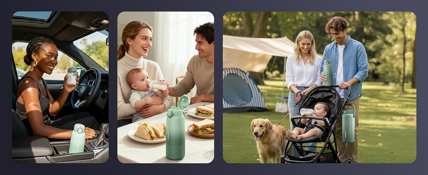 Портативний підігрівач для пляшечок Wemoh з самоочищенням, точним контролем температури, 450 мл та швидким нагрівом 100W для дитячого харчування та води