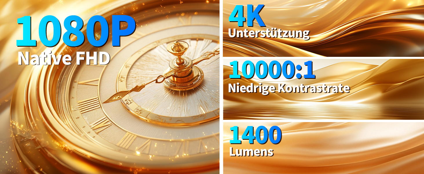 Портативний проєктор Mini Beamer 4K Full HD з 5G WiFi 6, Bluetooth 5.4 та автоматичною корекцією трапецеїдальних спотворень. Підтримка USB/Laptop/PC, з мишкою та пультом дистанційного керування. Чорний (Black-1)