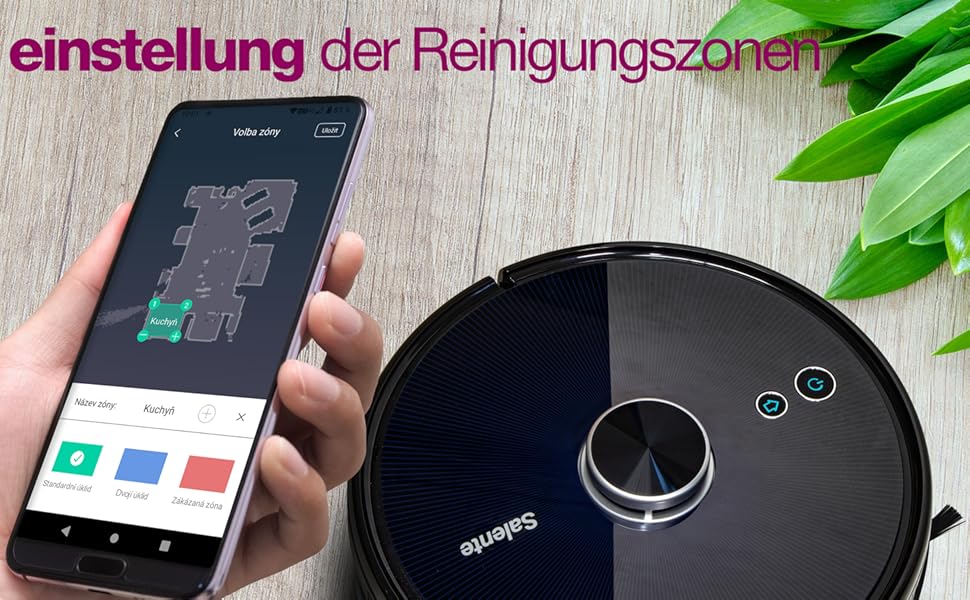 Робот-пилосос SALENTE L7 з функцією миття, 360° лазерна навігація, Wi-Fi, SLAM-картування, керування через додаток. Підходить для підлоги, паркету, килимів та видалення шерсті тварин. UV-стерилізація.