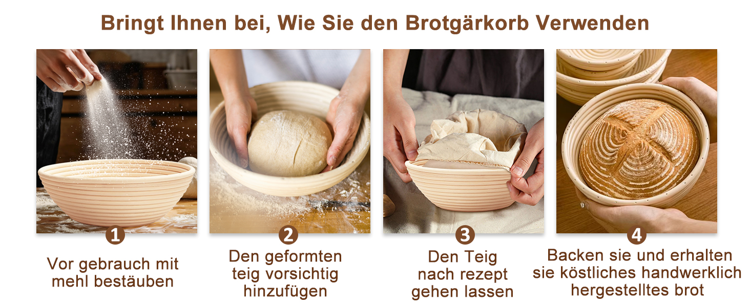 Набір для бродіння тіста Gärkorb: 23см кругла та 25см овальна корзини + 6 інструментів для випічки. Ідеально для професіоналів та любителів.