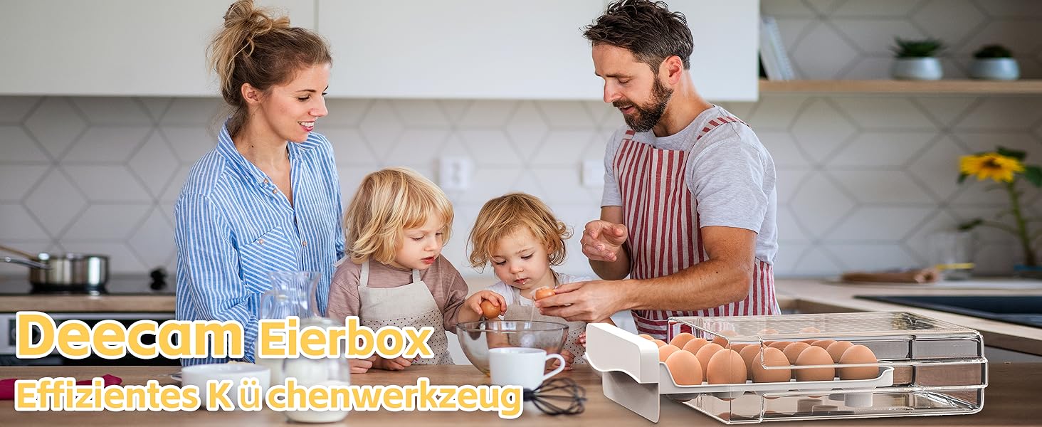 Контейнер для яєць Deecam: органайзер для холодильника на 20 яєць, прозорий, білий