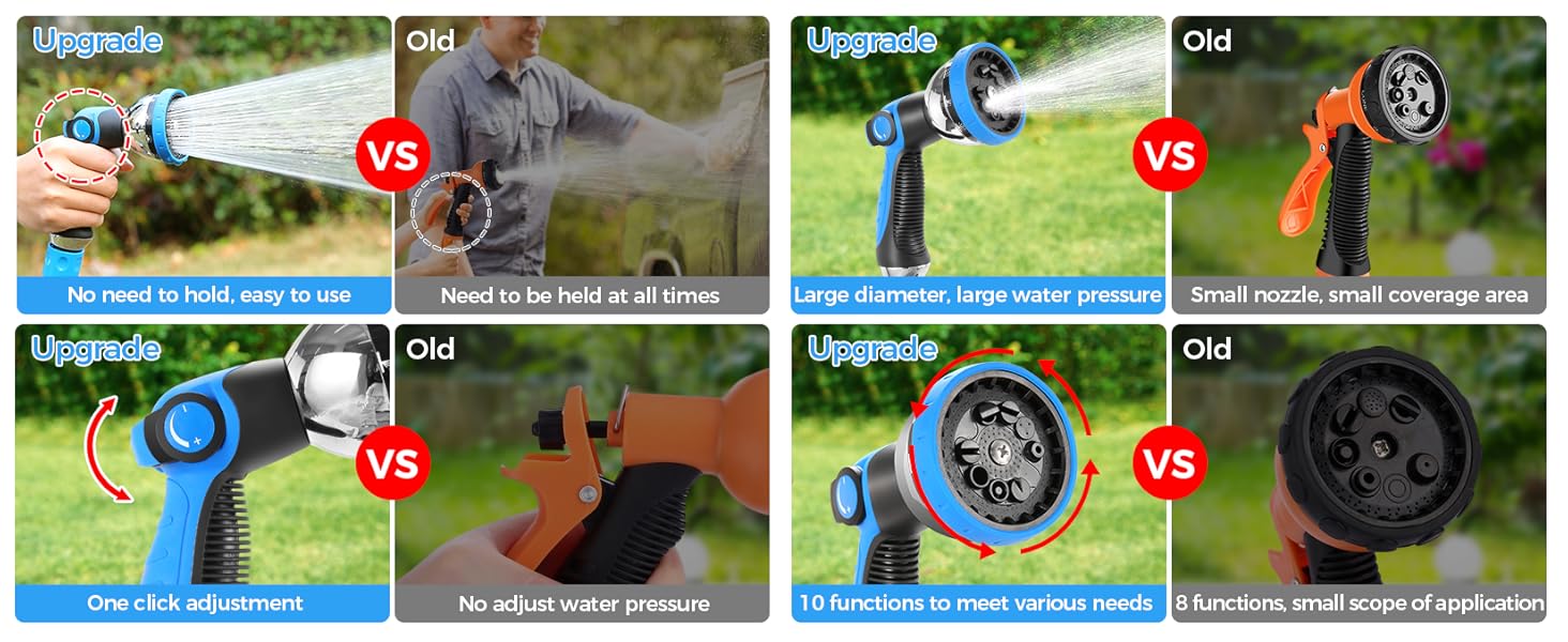 Himimi автоматичний водяний шланг 30м + 2м настінна коробка, поворот на 180°, ролики для саду, автоматичний з 10-в-1 розпилювачем, кріплення на стіну для поливу