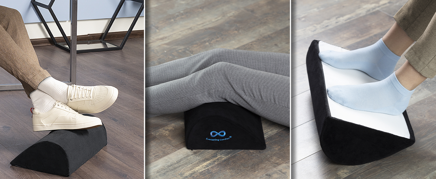 Підставка для ніг під стіл Everlasting Comfort з Memory Foam - ергономічна, чорна