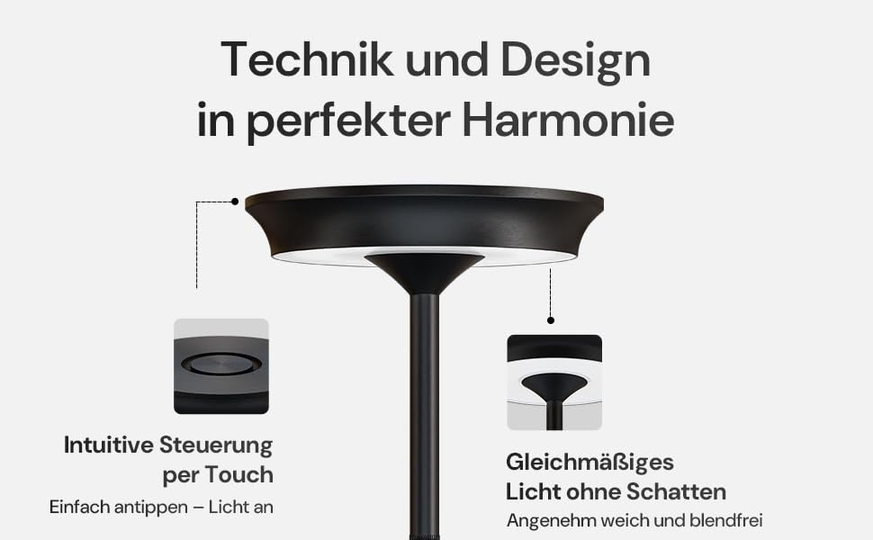 LED настільна лампа Designgold бездротова - стильний дизайн з акумулятором та USB-C - 3 кольори світла та регулювання яскравості - бездротова свобода для використання в приміщенні та на вулиці - акумуляторна, чорна