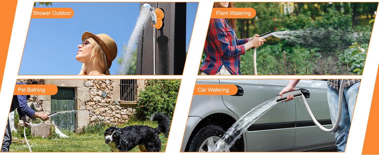 Портативна душова кабіна для кемпінгу з акумулятором 7600mAh, з насосом, дисплеєм та 2-метровим шлангом. Мобільний душ для подорожей, саду та миття авто.