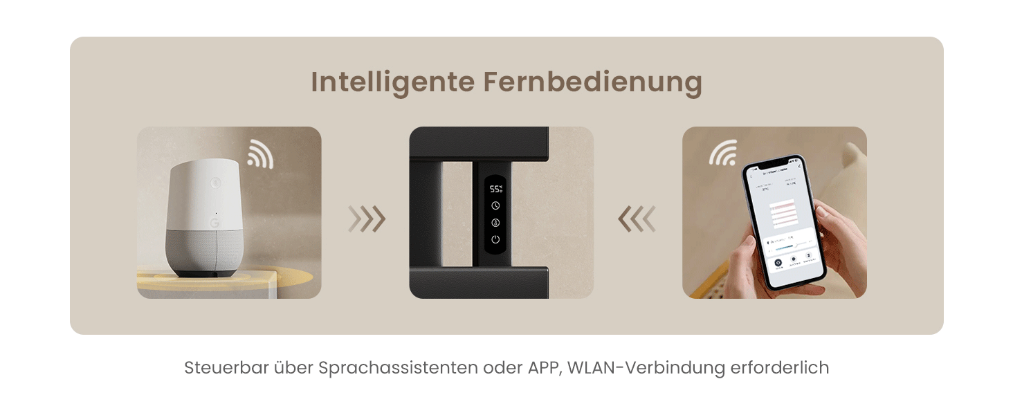 Електричний рушникосушар EMKE з Wi-Fi, 1000 x 500 мм, 320W (правий), чорний. Сумісний з Alexa та Google Home