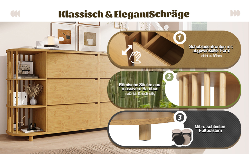 Комод з двома розсувними дверцятами та трьома шухлядами, 140x40x76 см, дерево