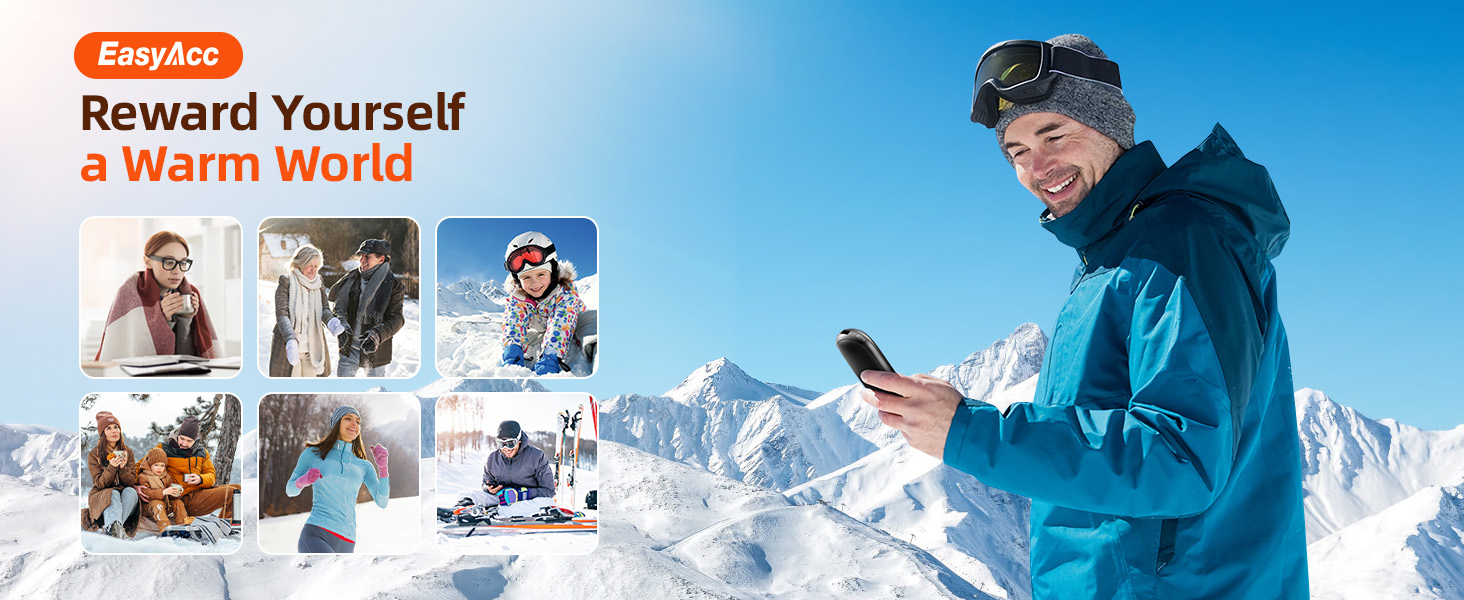 EasyAcc Нагрівач для рук, акумуляторний, чорний, великий