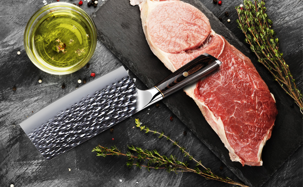 Ніж кухарський 8 дюймів, професійний дамастковий ніж, ніж для кухні, ніж шеф-кухаря, ніж для м'яса з нержавіючої сталі, надзвичайно гостра леза з ергономічною ручкою для дому та ресторану (ніж кухарський 7 дюймів)