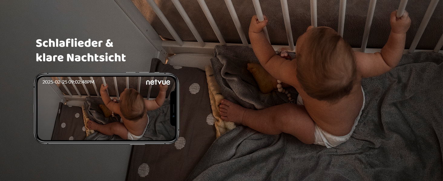 Відеоняня NETVUE Blau: дитяча IP-камера 1080P з кріпленням 4-в-1, двостороннім аудіо, датчиком руху, моніторингом температури та аналізом сну