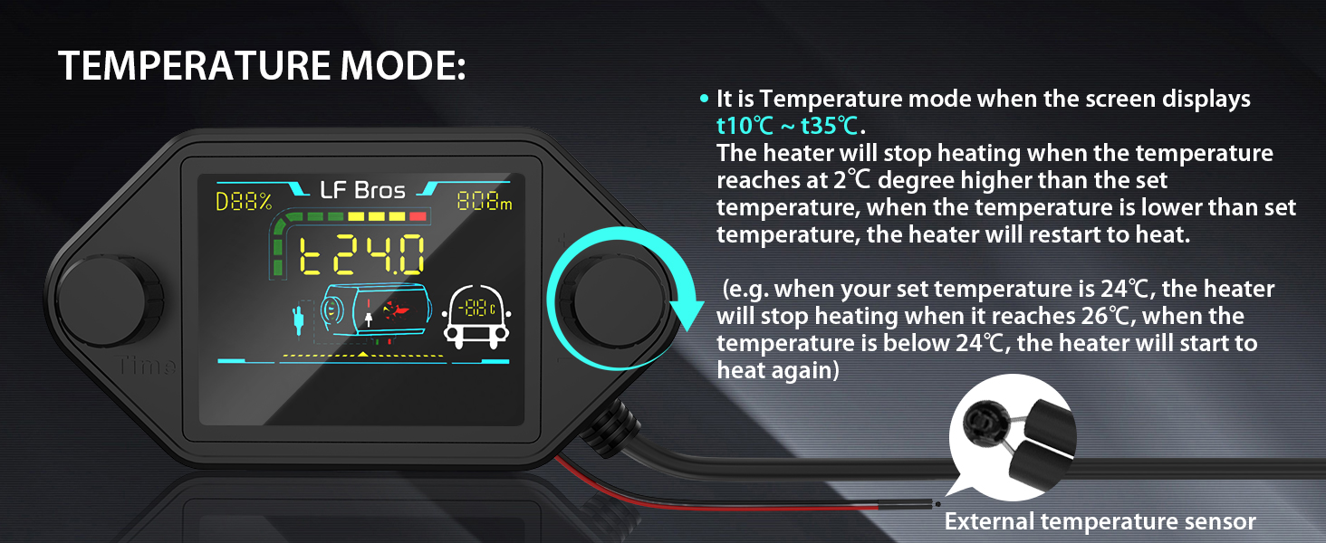 Дизельний опалювач LF Bros 5 кВт -12V/24V/220-240V з дистанційним керуванням та LCD-дисплеєм для гаража, майстерні, кемпінгу, автодому (білий)