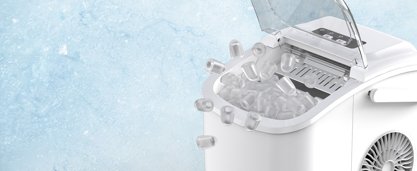 Портативний льодогенератор Kleine Eiswürfelbereiter - швидке виробництво льоду (9 кубиків за 6 хв), самоочищення, білий