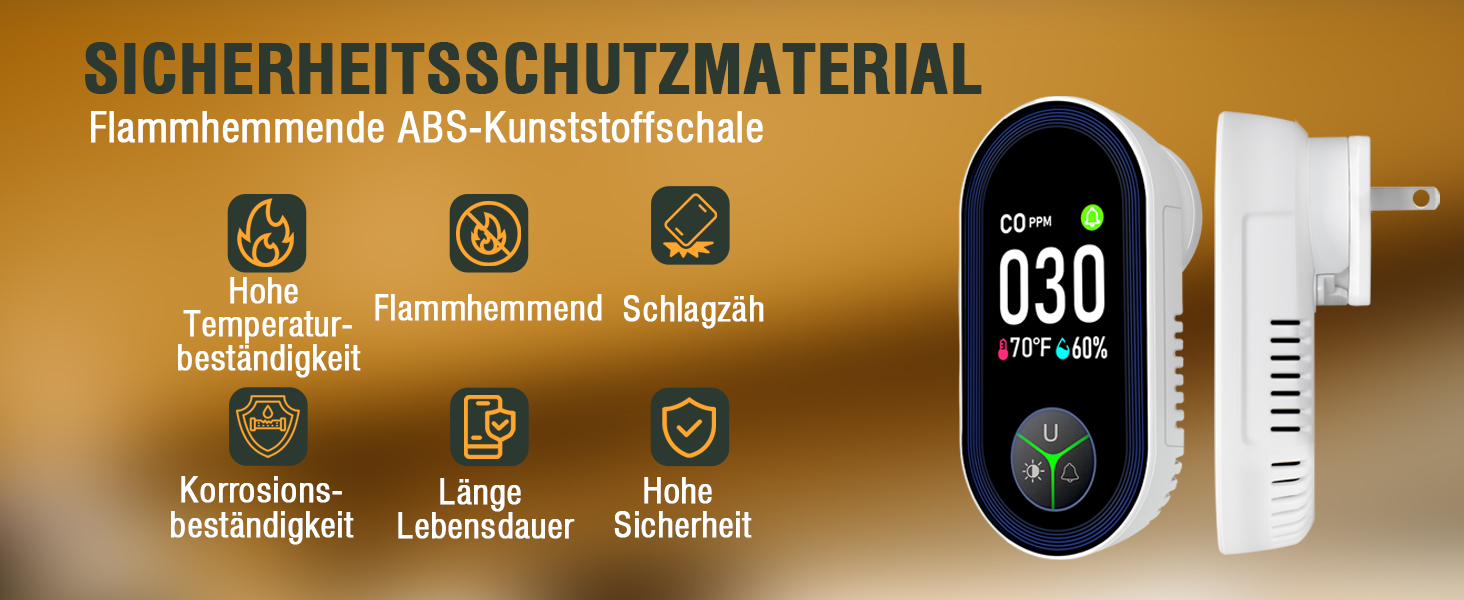 Виявлювач CO з HD-дисплеєм для дому та кемпінгу: 3-в-1 (CO, температура, вологість)