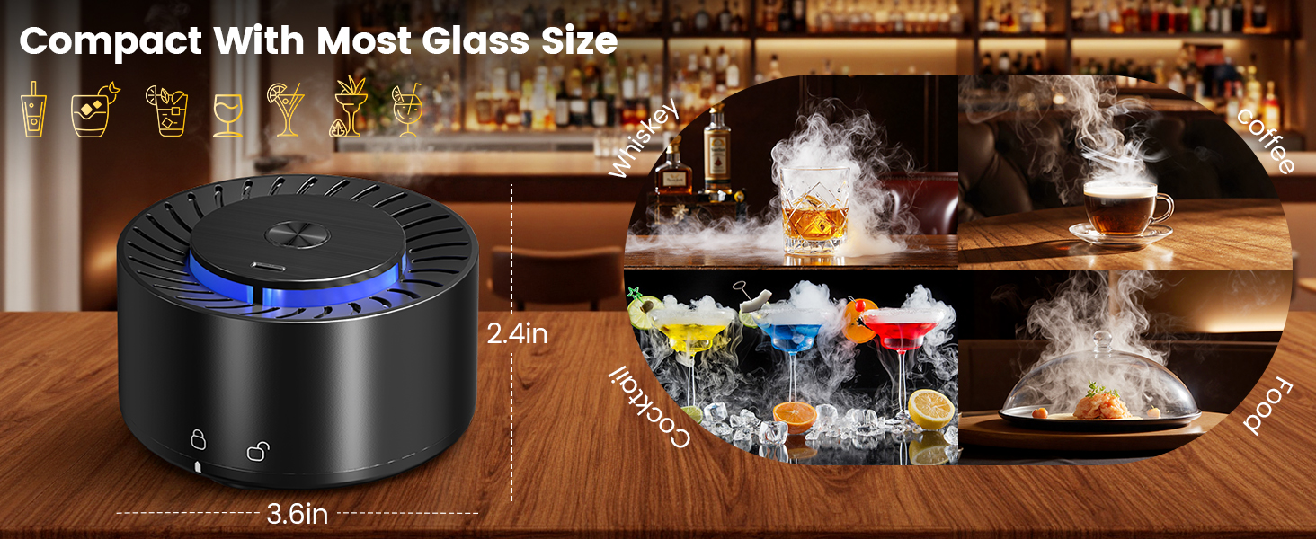 Набір для копчення коктейлів віскі: 6 смаків тирси, 2 склянки, форми для льоду, для віскі Old Fashioned, подарунок для чоловіків