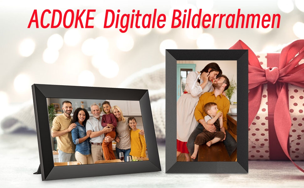 Цифровий фоторамка 10.1 дюйма з Wi-Fi, IPS-екраном та 32GB пам'яті | Frameo App, дистанційне керування зі смартфона, календар, погода