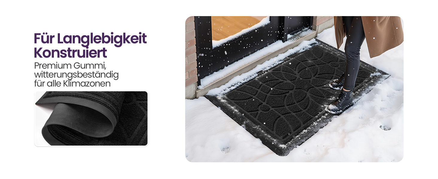 Килимок для дому та вулиці DEXI, 60x90 см, чорний, неслизький, миючий, для входу, балкону, тераси