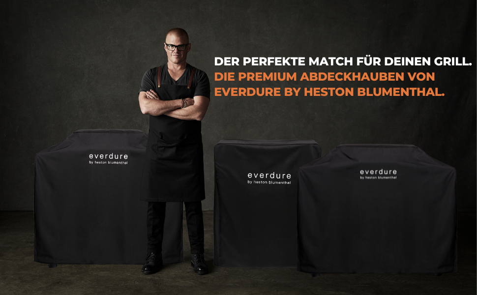 Чохли преміум-класу Everdure by Heston blumenthal I міцний чохол, стійкий до ультрафіолету I чохол для барбекю на застібках-липучках I чохол для барбекю, стійкий до погодних умов та водовідштовхувальний I захисний чохол чорний 117,6 x 74,42 x 106,68 см 2 кг