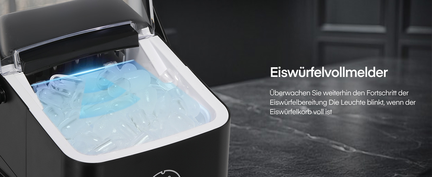 Льодогенератор Fohere 14 кг/24 год, швидке виробництво льоду (5 хв), 2 розміри кулеподібного льоду, самоочищення, з ручкою, лопаткою та кошиком для вечірок, офісу, кемпінгу - Чорний