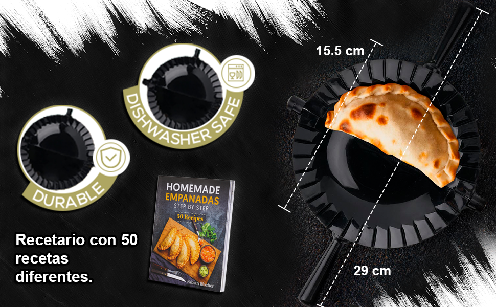 Набір для приготування емпанадас Tortillada: форма-прес 15,5 см, вирізач, ніж, мисочки для соусів та книга рецептів, 7 предметів
