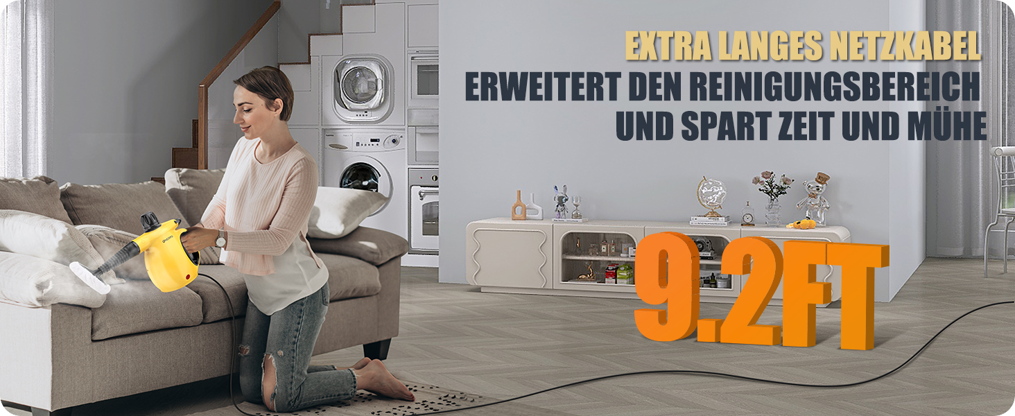 Портативний пароочисник 450 мл з 10 насадками та блокуванням безпеки. Швидкий нагрів. Універсальний пароочисник для дому, авто, кухні та підлоги.