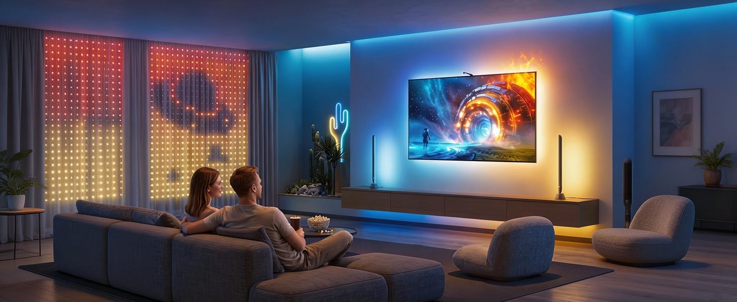 Розумна LED-підсвітка для телевізора Govee TV Backlight 3 Lite з Fish-Eye корекцією, для ТВ 55-65 дюймів (3.6м)